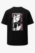 Oversize Sukuna Jujutsu Kaisen Pembe Baskılı Unisex Tişört - 1