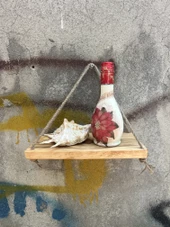 Ahşap Dekoratif Halatlı Duvar Rafı - 1