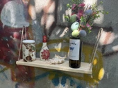 Ahşap Halatlı Duvar Rafı Kitaplık - 1