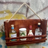 Ahşap Baharatlık Mutfak Rafı Duvar Rafı Şaraplık Terek - 1