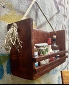 Ahşap Baharatlık Mutfak Rafı Duvar Rafı Şaraplık Terek - 3