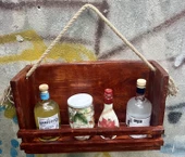 Ahşap Baharatlık Mutfak Rafı Duvar Rafı Şaraplık Terek - 6