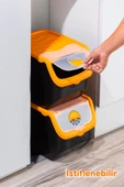 Porsima1506 Turuncu 2'li Çok Amaçlı Plastik Patates Soğan Sarımsak Oyuncak Erzak Saklama Kutusu 12L - 2