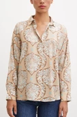 Çini Desenli Modal Gömlek Kahve thumbnail 2