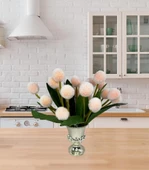 Nettenevime Yapay Çiçek Şampanya Rengi Pompon Çiçeği Dekoratif Yapay Çiçek 7 Toplu 30*20cm thumbnail 8