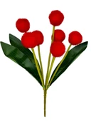 Nettenevime Yapay Çiçek Kırmızı Pompon Çiçeği Dekoratif Yapay Çiçek 30*20cm thumbnail 1