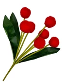 Nettenevime Yapay Çiçek Kırmızı Pompon Çiçeği Dekoratif Yapay Çiçek 30*20cm thumbnail 2