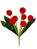 Nettenevime Yapay Çiçek Kırmızı Pompon Çiçeği Dekoratif Yapay Çiçek 30*20cm thumbnail 4