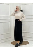 Nakışlı Kontrast Ipli Gabardin Etek - 8