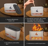 Şömine Tasarımlı Alevli Işıklı Buhar Makinesi Doğal Taş Hediyeli - 5