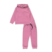 Basic Düz Kanguru Cepli Kapüşonlu Çocuk Eşofman MNK0611 thumbnail 2