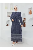 Doğal Kumaşlı - Yeşil Desenli Elbise - 7