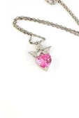 Pembe Zirkon Taşlı 925Ayar Gümüş Eros Kalp Tek Taş Kolye - 1