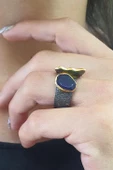 Kök Safir Taşlı 925 Ayar Gümüş Tasarım Yüzük - 1