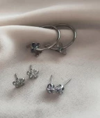 Küpe Kararmaz Çelik 316L Lüks 3 lü Set Kadın Küpe Halka Taşlı Küpe - 4