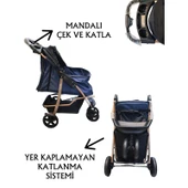 Tommy Evcil Hayvan Arabası 87x50x107cm Lacivert Max 20 Kg - 3
