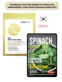 3 Katmanlı Gold Göz Maske ve Aydınlatıcı, Nemlendirici, %100 Pamuk Ispanak Maske Seti - 1