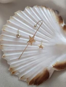 Kıkırdak Küpe Kararmaz Çelik 316L Lüks Yıldız Taşlı Kadın Küpe - 3