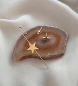 Kıkırdak Küpe Kararmaz Çelik 316L Lüks Yıldız Taşlı Kadın Küpe - 1