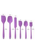 6lı Silikon Fırça Spatula Servis Takımı Yanmaz Yapışmaz Fırçası Kaşık Bıçak Spatula Seti Mor - 3