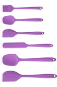 6lı Silikon Fırça Spatula Servis Takımı Yanmaz Yapışmaz Fırçası Kaşık Bıçak Spatula Seti Mor - 2