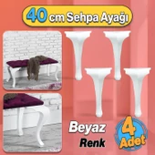 Plastik Beyaz Renk Lukens 40 cm Sehpa Ayağı Mobilya Zigon Çay Orta Sehpası Ayak 4 Adet - 1