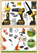 Eisenn Alman Raown Seri Ergonomic 4 Lü Bahçe Seti  Bağ Makası + Zincirli Budama + 13 Mm Darbeli Matkap +  Akülü Tırpan - 1