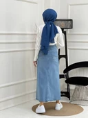 Doğal Kumaşlı Yıldız Rivetli Kot Etek - 12