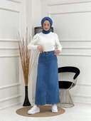 Doğal Kumaşlı Yıldız Rivetli Kot Etek - 5