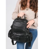 Monalisa Home Kadın Çok Bölmeli Yıkama Deri Sırt Çanta thumbnail 1