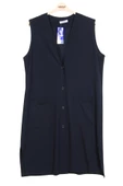 Hesna Kadın Buğra Uzun Lacivert Yelek - 1