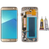 TE Samsung S7 Edge G935F Uyumlu Çıtalı A Kalite Lcd Ekran Gold - 1