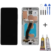 TE Samsung S20 G980F Uyumlu Çıtalı Lcd Ekran Servis Beyaz +Full Set - 1