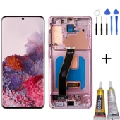 TE Samsung S20 G981 Uyumlu Çıtalı Lcd Ekran Servis Kırmızı Full Set - 1