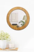 MONTESEV  Safir Antik İşlemeli Ahşap Dekoratif Ayna Yuvarlak Ayna Duvar Aynası Banyo Lavabo Aynası - 69 Cm - 4