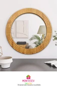 MONTESEV  Safir Antik İşlemeli Ahşap Dekoratif Ayna Yuvarlak Ayna Duvar Aynası Banyo Lavabo Aynası - 56 Cm - 2
