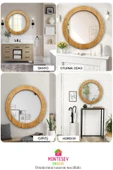 MONTESEV  Safir Antik İşlemeli Ahşap Dekoratif Ayna Yuvarlak Ayna Duvar Aynası Banyo Lavabo Aynası - 56 Cm - 5