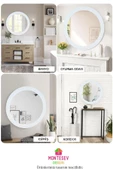 MONTESEV  Zümrüt Elit Dekoratif Ayna Yuvarlak Ayna Işlemeli Ahşap Duvar Aynası Üçlü / 69 - 56 - 43 Cm - 5