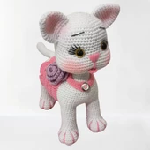 Süslü Pembiş Kedicik Amigurumi Organik Oyuncak - 1