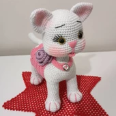 Süslü Pembiş Kedicik Amigurumi Organik Oyuncak - 2