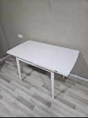 Enkare Beyaz Küçük Mdf Masa, Beyaz Ayaklı, Açılabilir Mutfak Masası, 4 Kişilik Yemek Masası - 5