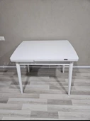 Enkare Beyaz Küçük Mdf Masa, Beyaz Ayaklı, Açılabilir Mutfak Masası, 4 Kişilik Yemek Masası - 2