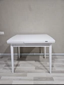 Enkare Beyaz Küçük Mdf Masa, Beyaz Ayaklı, Açılabilir Mutfak Masası, 4 Kişilik Yemek Masası - 1