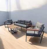 Pimango Pielize Bahçe Ve Balkon Mobilyası Gri 3+1+1 Sehpalı - 1