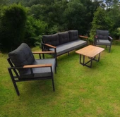 Pimango Pielize Bahçe Ve Balkon Mobilyası Gri Antrasit 3+1+1 Sehpalı - 2
