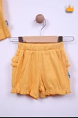 Babyhola %100 Pamuk Kız Bebek Papatya Nakışlı Kolları Güpürlü Şortlu Takım 3662 - 12