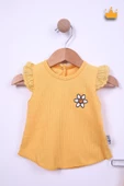 Babyhola %100 Pamuk Kız Bebek Papatya Nakışlı Kolları Güpürlü Şortlu Takım 3662 - 9