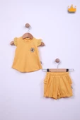 Babyhola %100 Pamuk Kız Bebek Papatya Nakışlı Kolları Güpürlü Şortlu Takım 3662 - 8