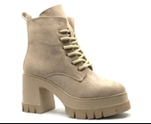 Feles Yüksek Kalın Taban 9 cm Bağcıklı Kadın Bot thumbnail 3