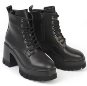 Feles Yüksek Kalın Taban 9 cm Bağcıklı Kadın Bot thumbnail 6